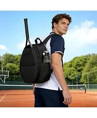 Xo Quilted Tennis Bag, Crossbody Racket Bag for 1-2 Racquets, Pickleball and Badminton with Storage Pockets