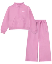 Nike Girls' 4-6X Sportswear Standard Fleece Half-Zip Top and Pants, 2-Piece Set