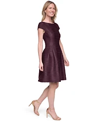 Jessica Howard Women's Boat-Neck Cap-Sleeve Release Pleat Fit & Flare Dress
