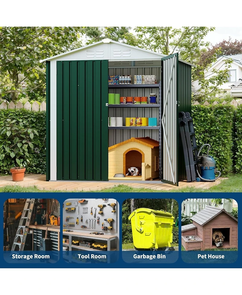 gaomon 6x4Feet Storage Shed Metal Tool Garden Shed for Garden, Backyard