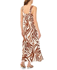 Msk Women's Abstract Print Tiered Maxi Dress