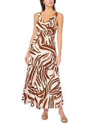 Msk Women's Abstract Print Tiered Maxi Dress