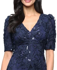 Alex Evenings Women's V-Neck Long Embroidered Dress