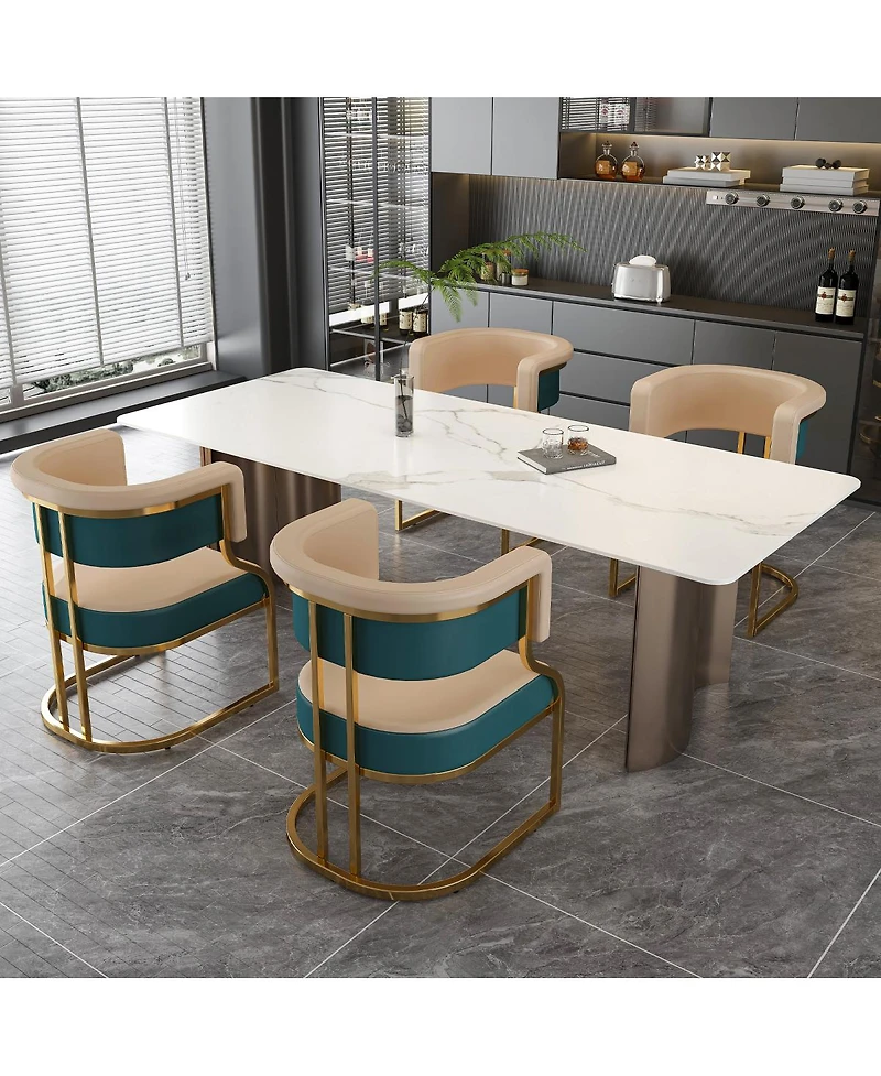 Streamdale Furniture Modern Dining Chairs Set of 2, Iron Frame, Pu Upholstered Accent Chairs