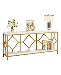 Slickblue 2-Tier Sofa Table with Open Storage Shelf, Extra Long Console Table