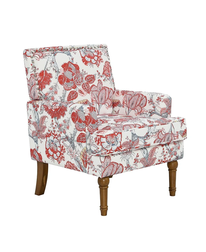 Streamdale Furniture Floral Upholstered Armchair with Nailhead Trim and Wood Legs