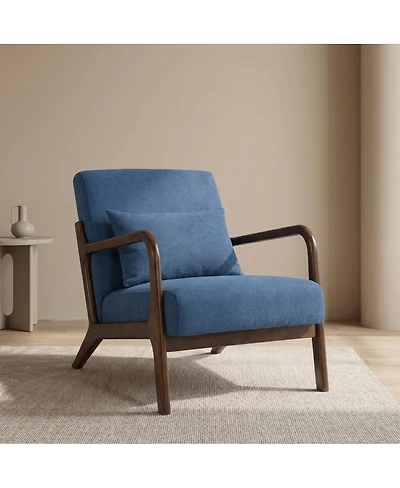 Streamdale Furniture Mid-Century Modern Wood Frame Accent Chair with Waist Cushion