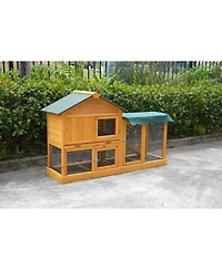 Streamdale Furniture Rabbit Hutch Indoor/Outdoor Bunny Cage with Run and Leak-Proof Tray