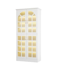 Slickblue Led-Illuminated Bookcase Cabinet with Doors for Stylish Home Storage