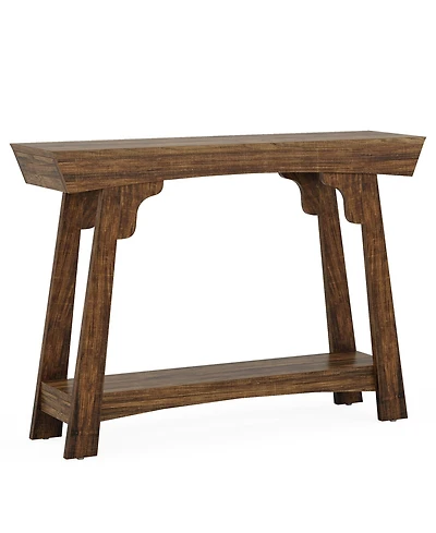 Slickblue Farmhouse 2-Tier Console Table with Storage Shelf