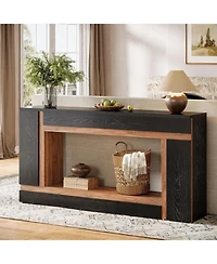 Slickblue 2-Tier Wooden Console Table, Rectangular Sofa Table for Entryway and Hallway