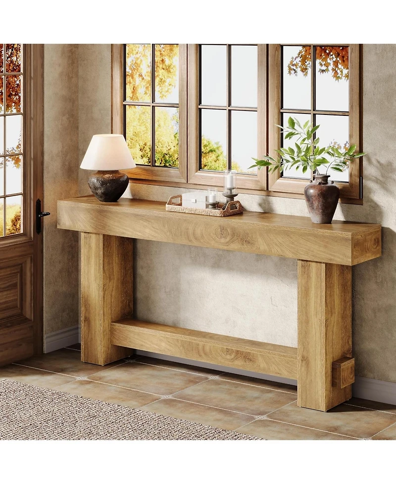 Slickblue Farmhouse Wooden Console Table, Sofa Table for Entryway and Hallway
