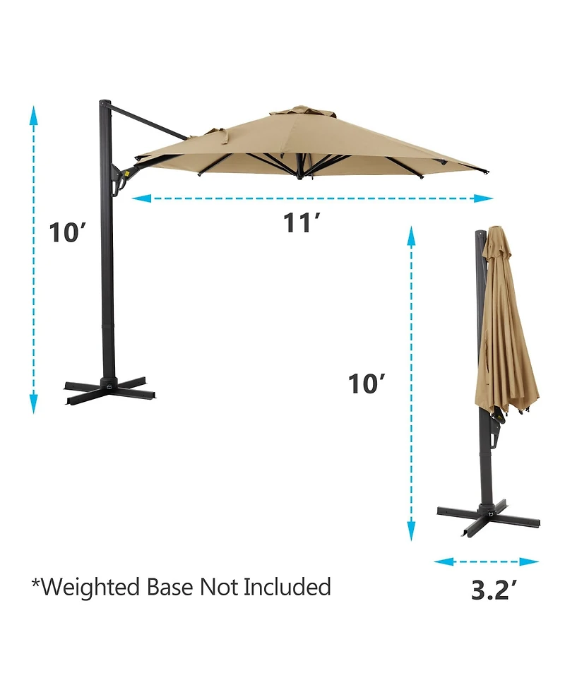 Mondawe 10 Feet Cantilever Patio Umbrella With 360degree(s) Rotation And Tilt (No Base)