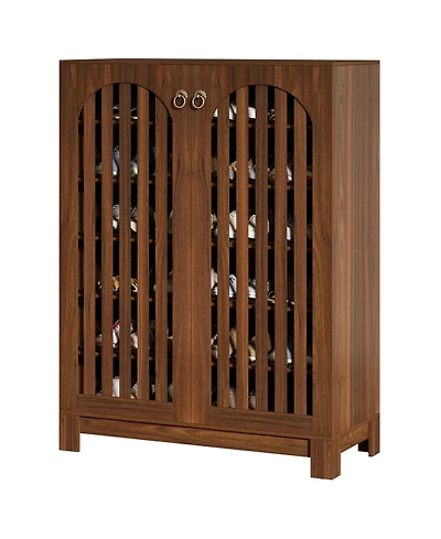 Slickblue Modern Shoe Cabinet with 6 Tier Storage Shelves and Doors