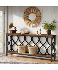 Slickblue Modern Industrial Console Table with 2-Tier Shelves for Living Room and Entryway