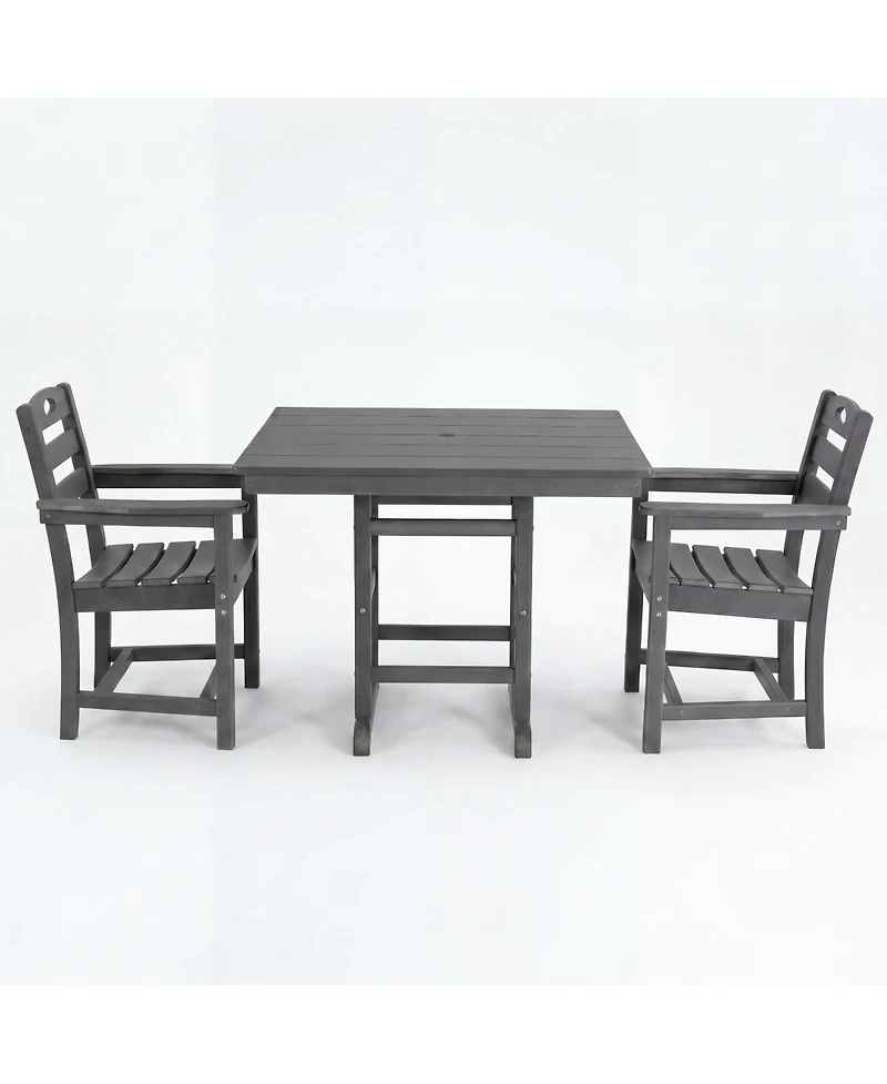 Streamdale Furniture Hdpe Outdoor Patio Dining Set with Square Table and Armchairs