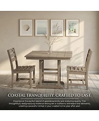 Streamdale Furniture 5-Piece Antique Wood Hdpe Outdoor Patio Dining Set with Square Table