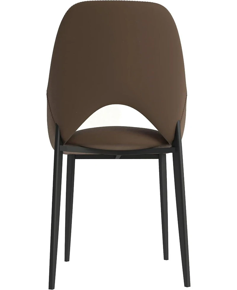LeisureMod Amalfi Upholstered Fabric Dining Chair Set of 2 Modern Side with Iron Legs, Mid-Century Accent for Room or Kitchen