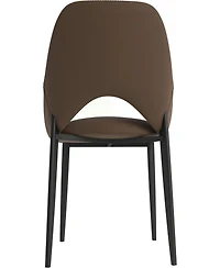 LeisureMod Amalfi Upholstered Fabric Dining Chair Set of 2 Modern Side with Iron Legs, Mid-Century Accent for Room or Kitchen