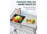 Aecojoy Stainless Steel Utility Sink, Free Standing Single Bowl Commercial Kitchen Sinks with Faucet
