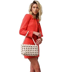 Walter Baker Ash Woven Leather Clutch