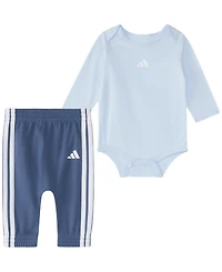 adidas Baby Boys' Logo Long-Sleeve Bodysuit and Pants Set, 2-Piece Set