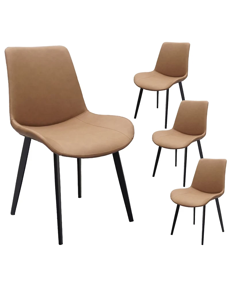 Streamdale Furniture Pu Leather Dining Chairs with Metal Legs, Set of 4