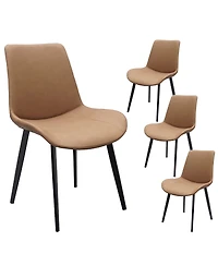Streamdale Furniture Pu Leather Dining Chairs with Metal Legs, Set of 4