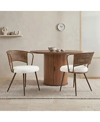 Streamdale Furniture 2 Piece Wicker Dining Chair Set with Cushioned Cane Back and Metal Legs