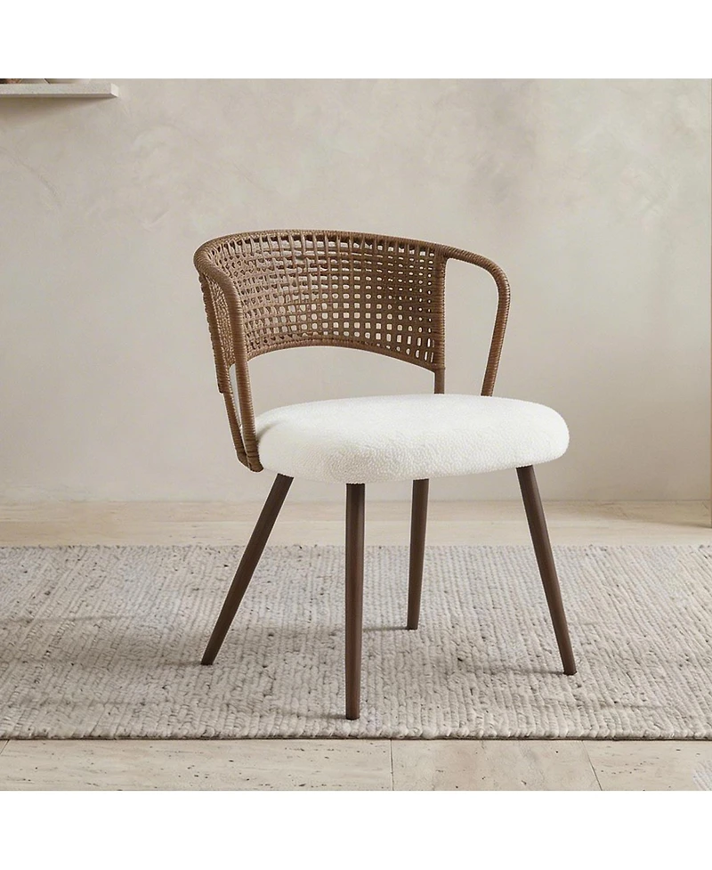 Streamdale Furniture 2 Piece Wicker Dining Chair Set with Cushioned Cane Back and Metal Legs