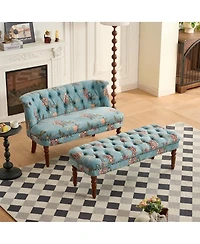 Streamdale Furniture Tufted Floral Accent Chair with Turned Wood Legs