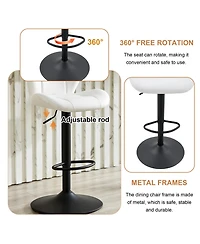 Rainsken Modern Bar Stools Set of 2, Faux Pu Leather Upholstered, Adjustable Swivel Barstools, for Kitchen Island, Bar