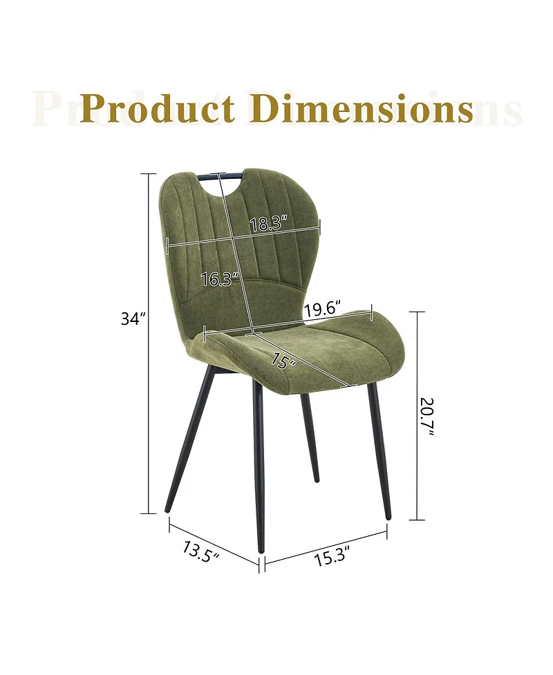 Streamdale Furniture Set of 4 Fabric Dining Chairs with Metal Frame