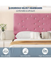 homfan Modern soft Upholstered Queen Platform Bed Frame, Tufted Headboard, Sturdy Wood Slats, No Box Spring Needed, Easy Assembly