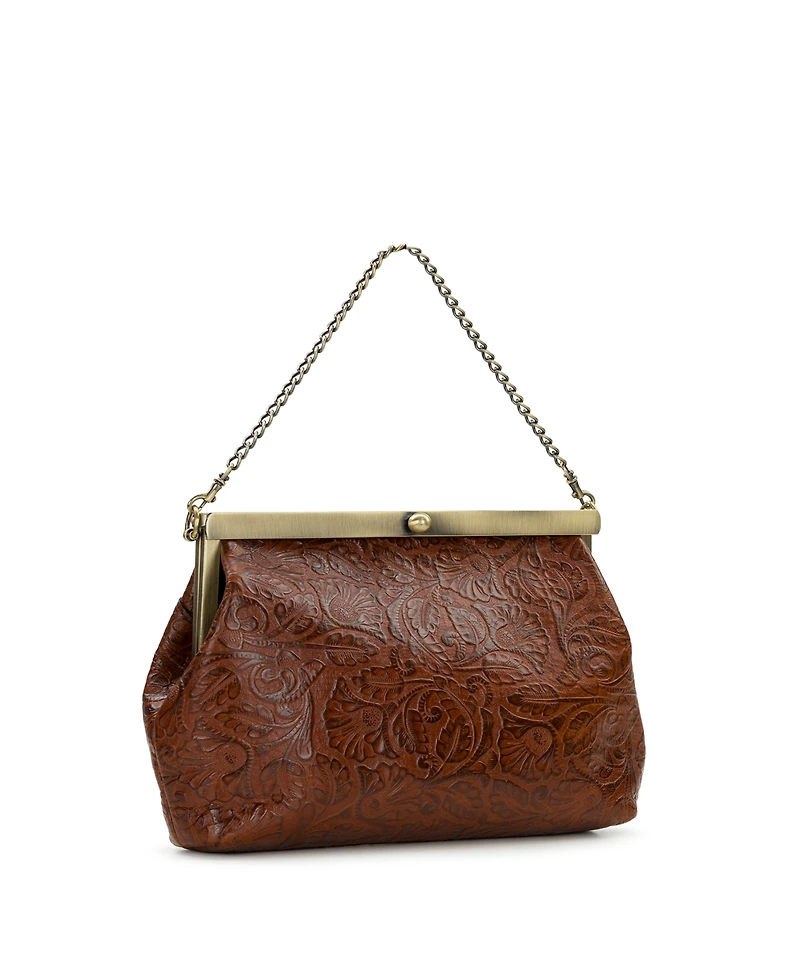 Patricia Nash Vilaine Brazilian Supple Tooled Leather Small Frame Handbag