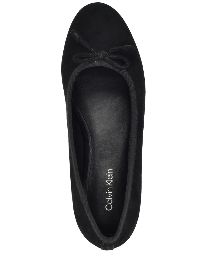 Calvin Klein Women's Cyrie Suede Low Block Heel Ballet Flats