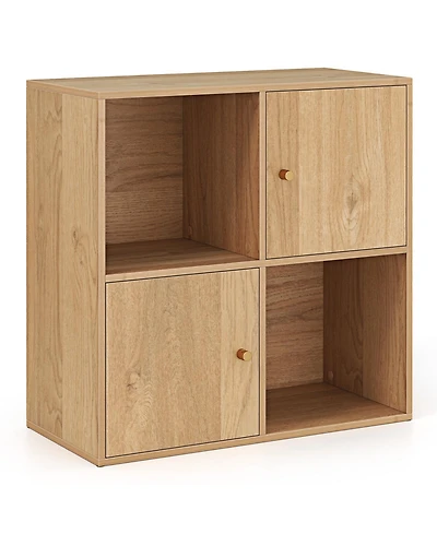 Slickblue Modern 3 Tier Bookshelf with 4 Cubes and Cabinet Storage