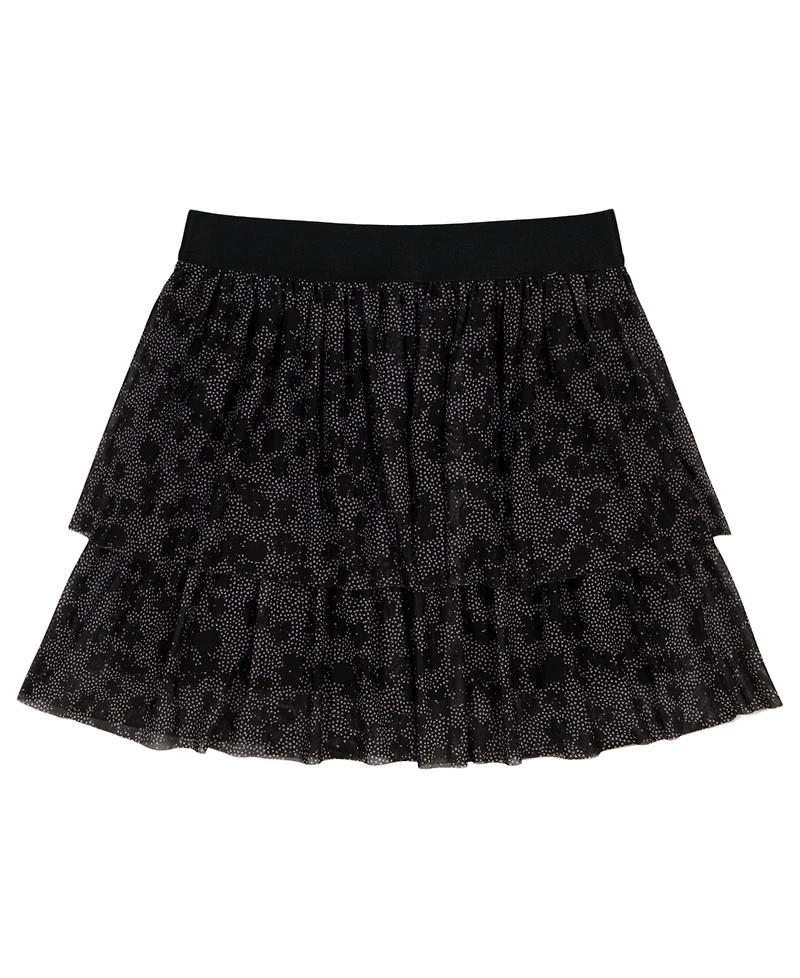 Calvin Klein Girls' 7-16 Tiered Glitter Mesh Skirt