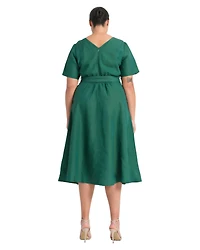 Estelle Women's Aelin Linen Belted Fit Flare Maxi Dress