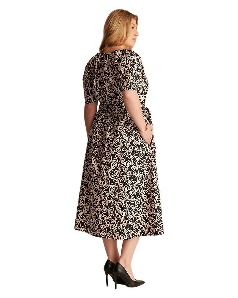 Estelle Women's Noirette Cotton Print Belted Midi Dress