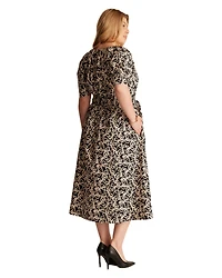 Estelle Women's Noirette Cotton Print Belted Midi Dress