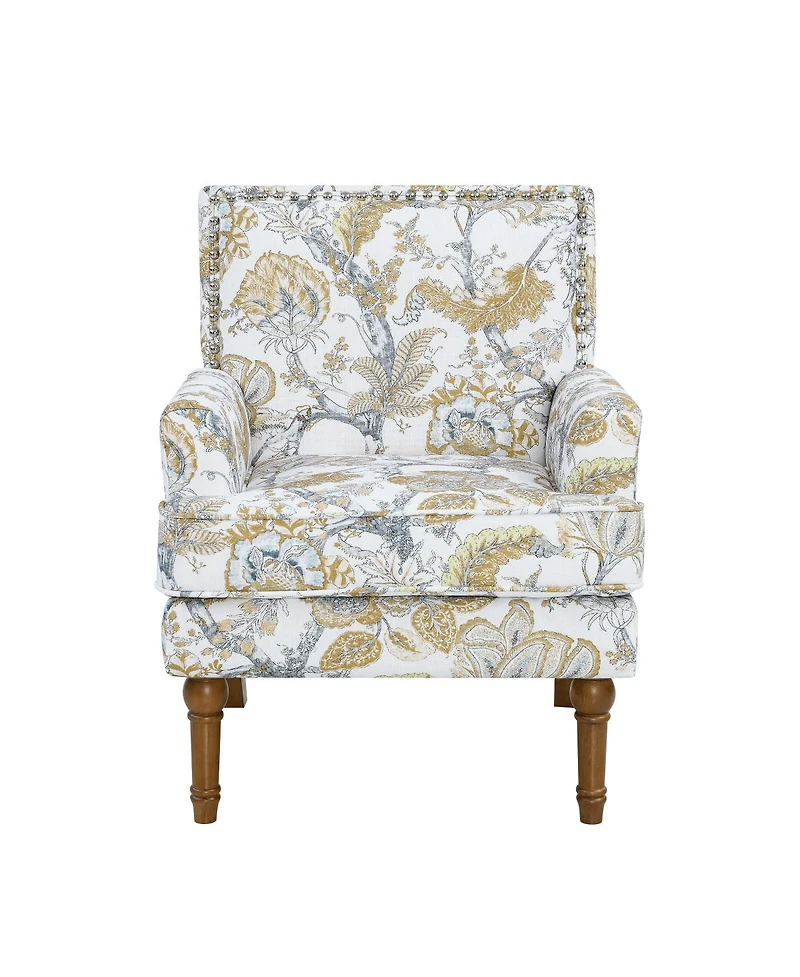 Streamdale Furniture Floral Upholstered Armchair with Nailhead Trim and Legs