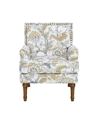 Streamdale Furniture Floral Upholstered Armchair with Nailhead Trim and Legs