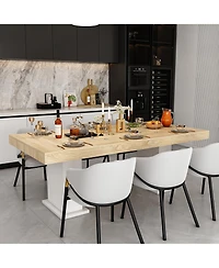 Homsee Wooden Top and White Base Table - 78.7x39.4 Inch Large Dining Table | Modern Extendable Table | Living Room Furniture
