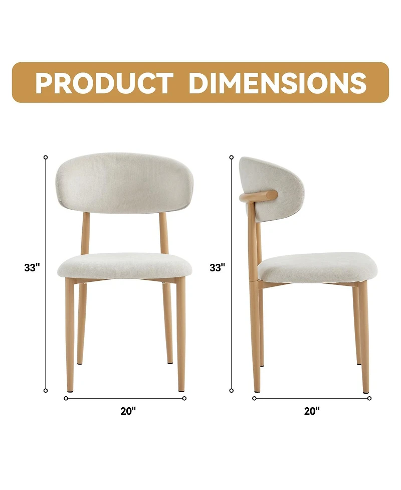 Streamdale Furniture 2 Piece Mid-Century Modern Linen Dining Chair Set