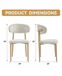 Streamdale Furniture 2 Piece Mid-Century Modern Linen Dining Chair Set