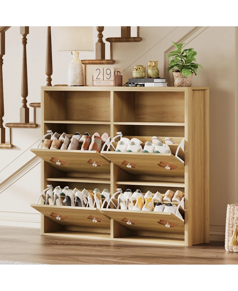 gaomon 4 Flip Freestanding Drawers Shoe Cabinet, Shoe Rack Cabinet for Entryway