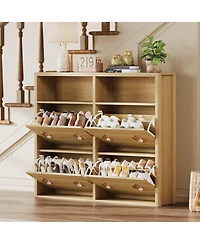 gaomon 4 Flip Freestanding Drawers Shoe Cabinet, Shoe Rack Cabinet for Entryway