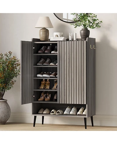 Gaomon 6 Tier Shoe Storage Cabinet, Freestanding Shoe Rack Cabinet Organizer for Entryway, Hallway, Living Room