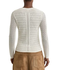 Reiss Women's Pointelle-Knit Long-Sleeve Top